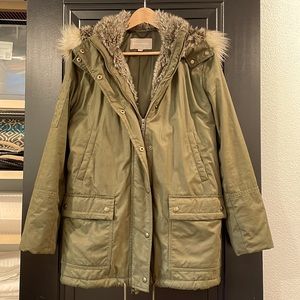 Banana Republic Olive/army green fur lined jacket